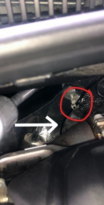 Arrow shows the cable/pipe and red circle show where it’s supposed to be