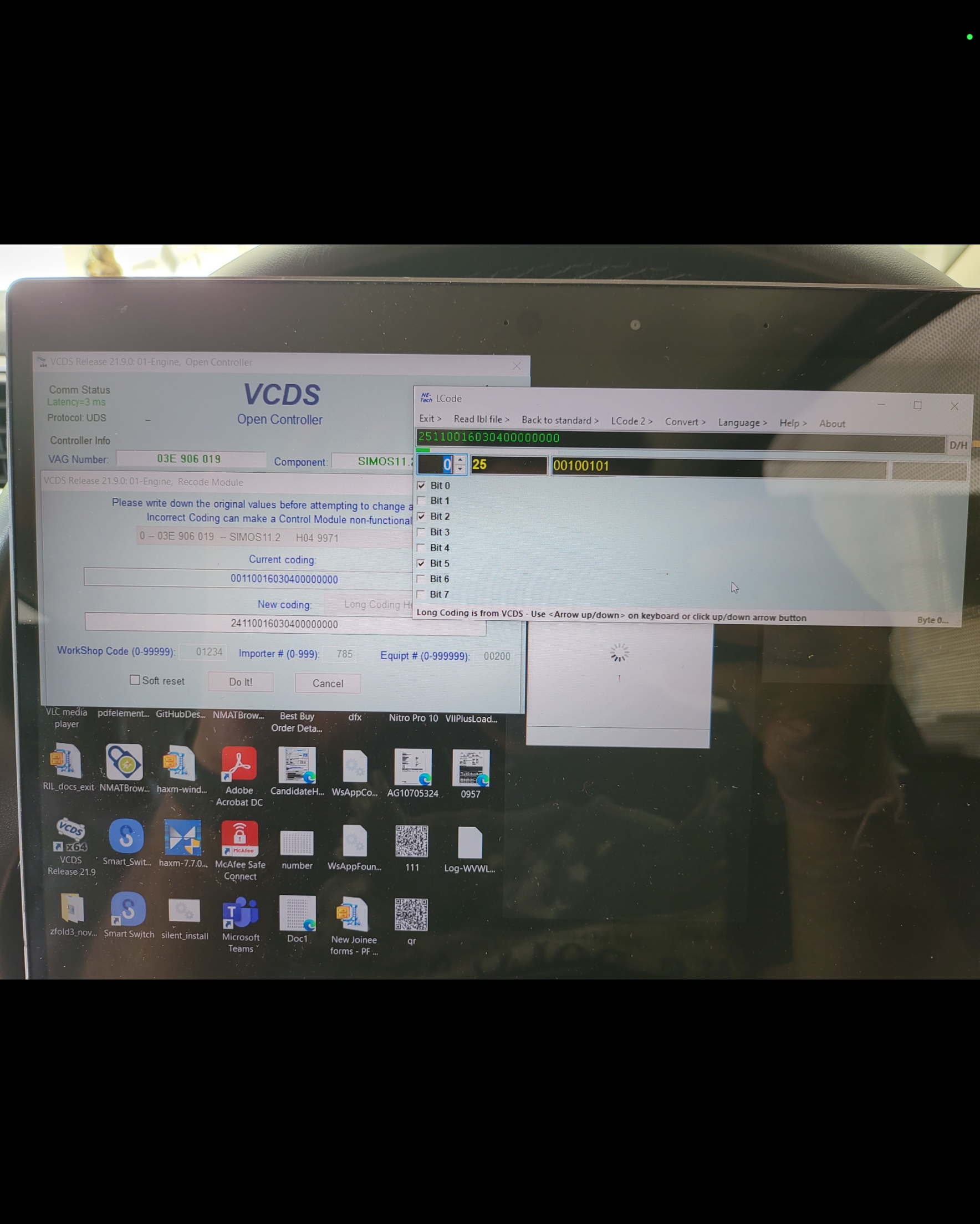 Engine recoding byte 5 bit 5 selection